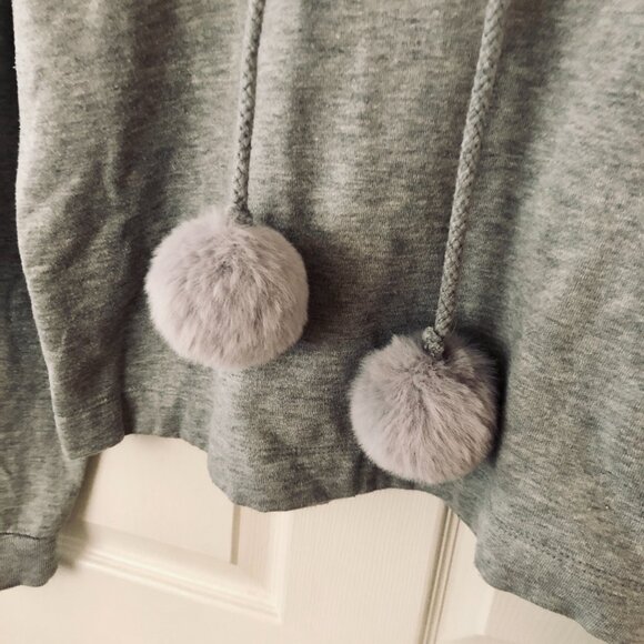 [Women's L] ONLY Cropped Hoodie Pom Pom Drawstring Cozy Y2K Athleisure Kidcore - Picture 3 of 4